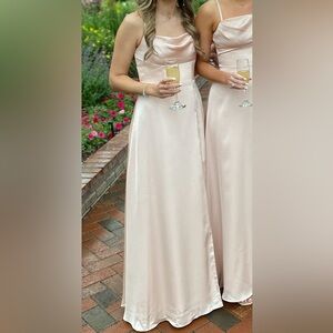 Azazie Pink Satin Bridesmaid Dress
